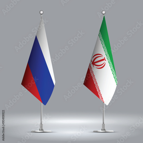 Illustration Vector Featuring IRAN and RUSSIA Identities with IRAN and RUSSIA Flags