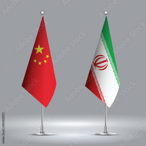 Illustration Vector Featuring IRAN and CHINA Identities with IRAN and CHINA Flags