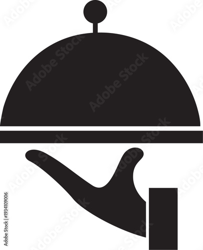 Catering service icon with serving tray silhouette