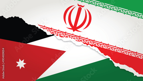 Illustration Vector Featuring IRAN and JORDAN Identities with IRAN and JORDAN Flags