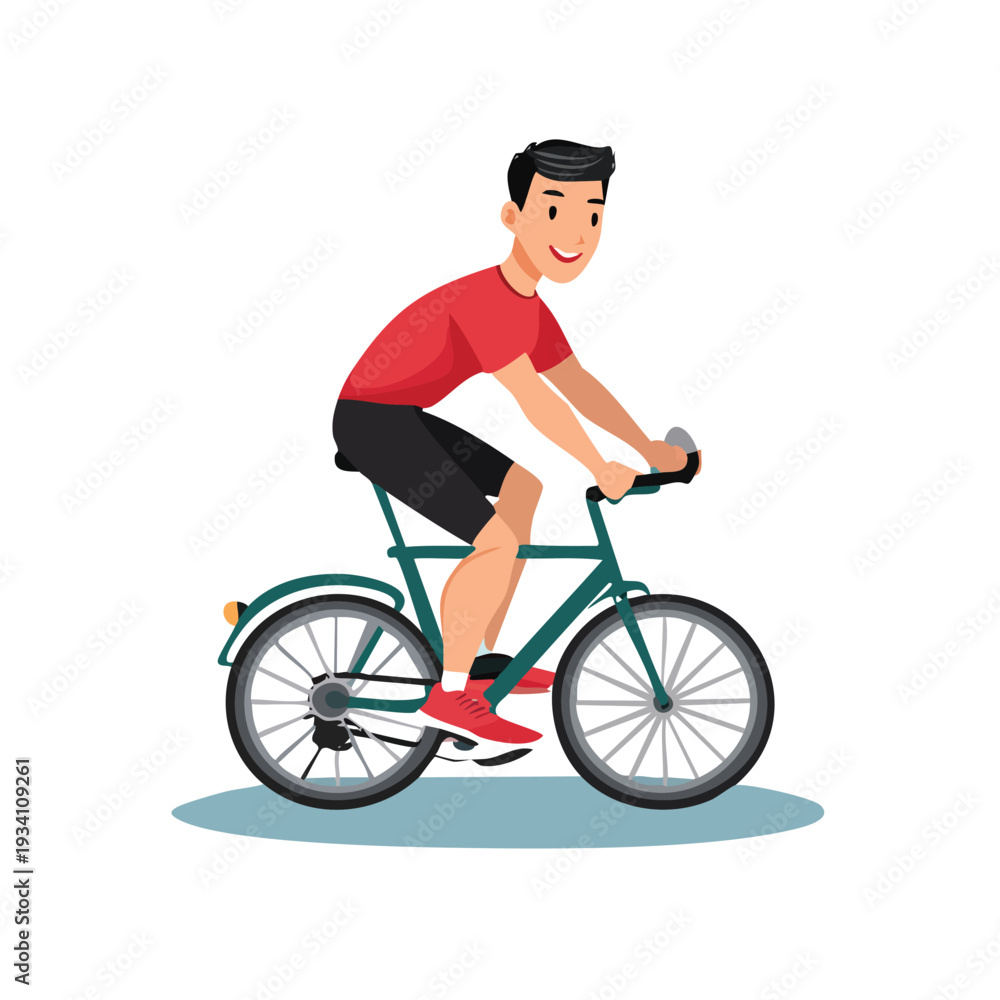 Obraz premium Man riding bicycle illustration on white background