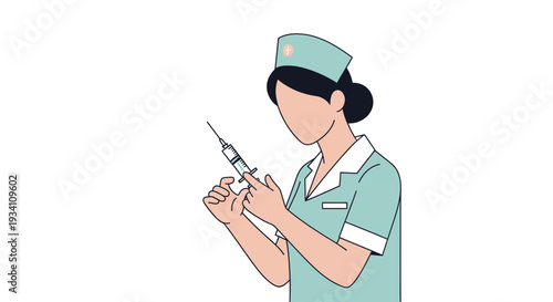 Nurse Holding Syringe for Injection, Medical Healthcare Concept