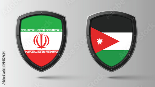 Illustration Vector Featuring IRAN and JORDAN Identities with IRAN and JORDAN Flags