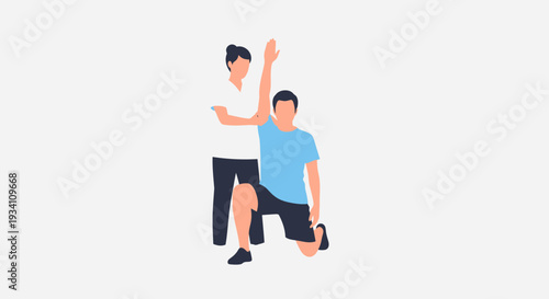 Physical Therapy Patient Performing Arm Exercise with Therapist Assistance