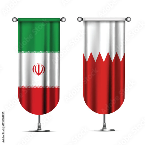 Illustration Vector Featuring IRAN and BAHRAIN Identities with IRAN and BAHRAIN Flags