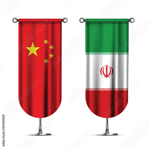 Illustration Vector Featuring IRAN and CHINA Identities with IRAN and CHINA Flags