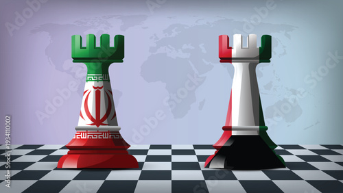 Illustration Vector Featuring IRAN and KUWAIT Identities with IRAN and KUWAIT Flags