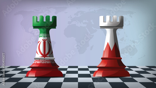 Illustration Vector Featuring IRAN and BAHRAIN Identities with IRAN and BAHRAIN Flags