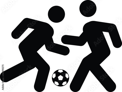 Silhouette of two soccer players in a one-on-one duel for the ball during a match
