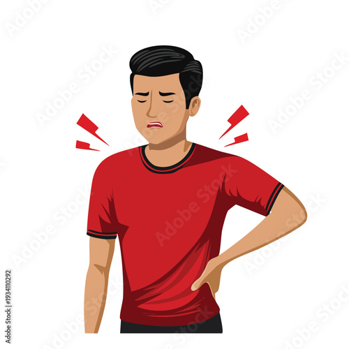 Man experiencing pain in back and shoulder illustration