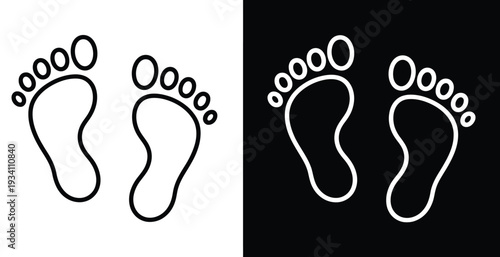 Baby Foot Print Symbol Minimal Black White Vector Illustration
