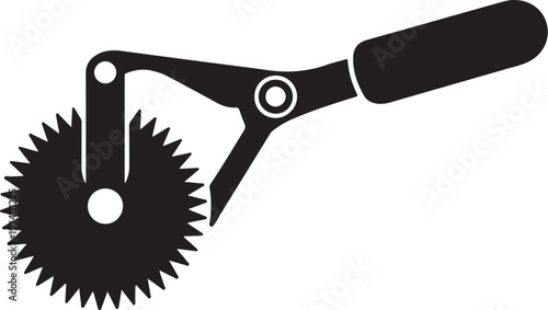Black silhouette of a pizza cutter with gear wheel