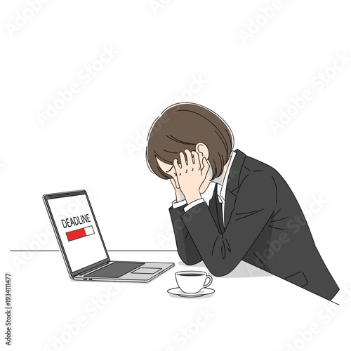 Stressed Businessman with Head in Hands.