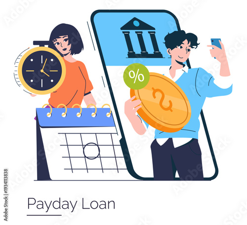 Vector Illustration of Payday Loan Concept with Clock