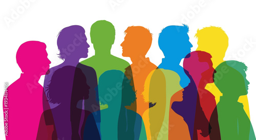 Diverse Multicolored People Silhouettes Vector Illustration - Community, Inclusion, and Global Connection