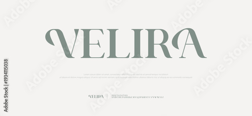 Velira, Elegant alphabet logo font and number. Classic Lettering Minimal Fashion Designs. Typography fonts regular uppercase typo set. vector illustration
