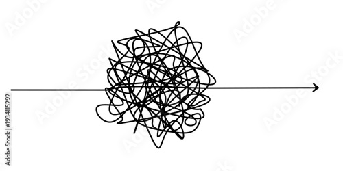 A single, intricate, and convoluted arrow. A symbol of a solution, a complexity finding its way out.
