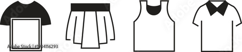 Technical drawings of various clothing items