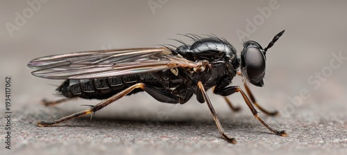 Closeup soldier fly insect. Generative AI technology.	
