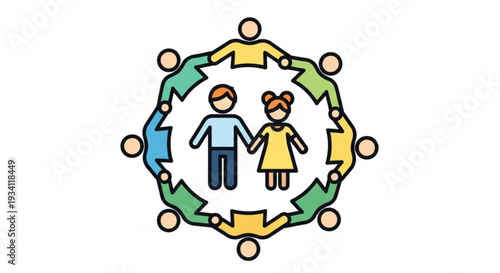 Diverse people holding hands in unity and cooperation circle symbolizing teamwork and partnership