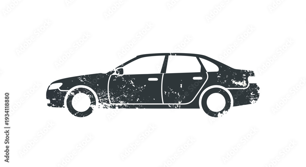Fototapeta premium Distressed Sedan Silhouette Icon