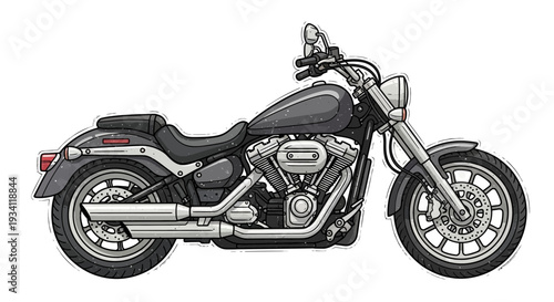 Classic Cruiser Motorcycle Side View