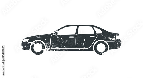 Distressed Sedan Silhouette Icon