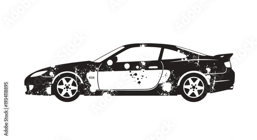 Distressed Sports Car Silhouette