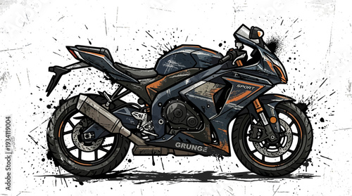 Grunge Motorcycle Illustration