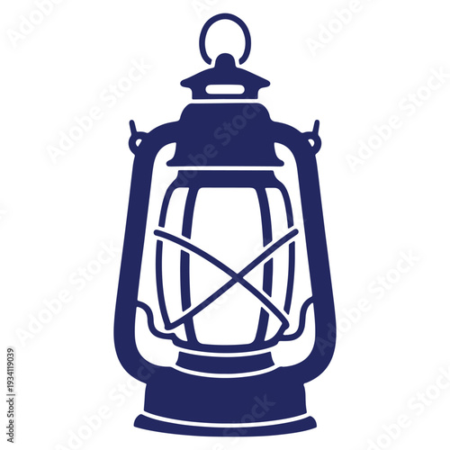 Classic Oil Lantern Illustration in Elegant Blue Color for Decorative and Design Projects Old Fashioned Lighting Equipment