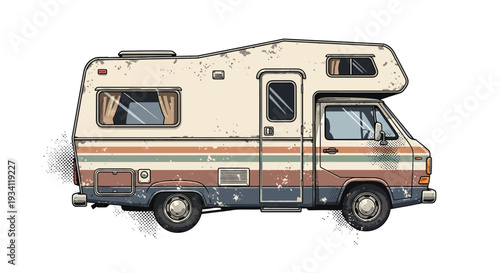 Retro RV Camper Van, Vintage Motorhome for Travel and Adventure