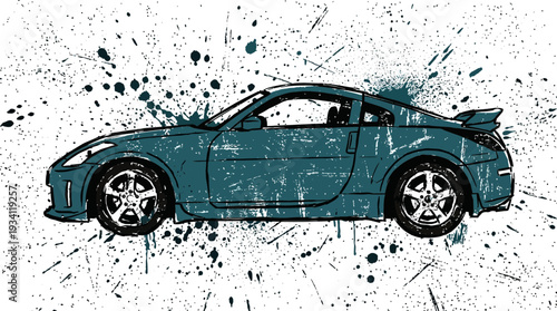 Sport Car Silhouette with Paint Splatter Background
