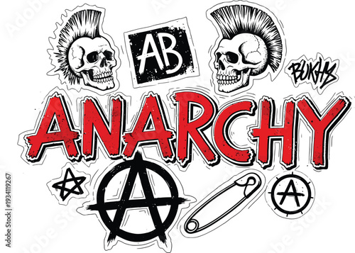 Set of 8 anarchy symbols vector icons