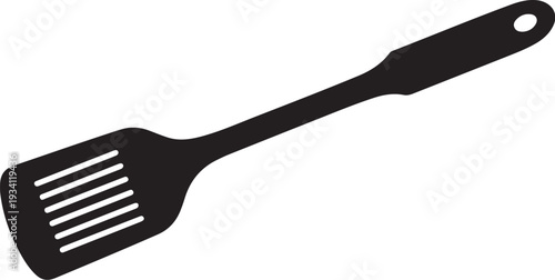 Black silicone spatula with handle and hole kitchen