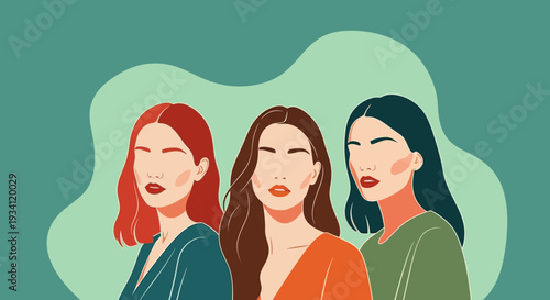 Minimalist Flat Illustration of Diverse Women: Unity, Empowerment & Sisterhood