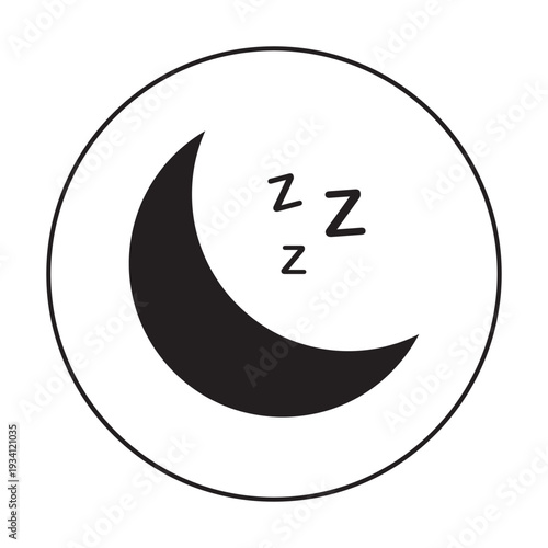 Moon sleep icon. Rest zzz symbol. Night signs. Bedtime symbols. Dream concept icons. Black color. Vector sign.