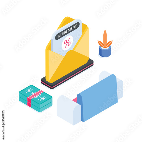 Premium isometric illustration of retirement planning concept