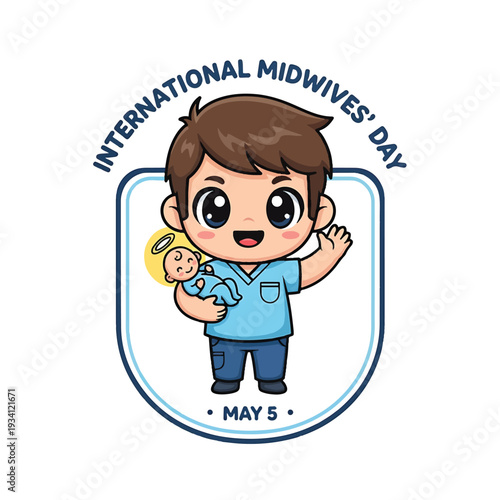 Medical professional with baby badge for International Midwives Day