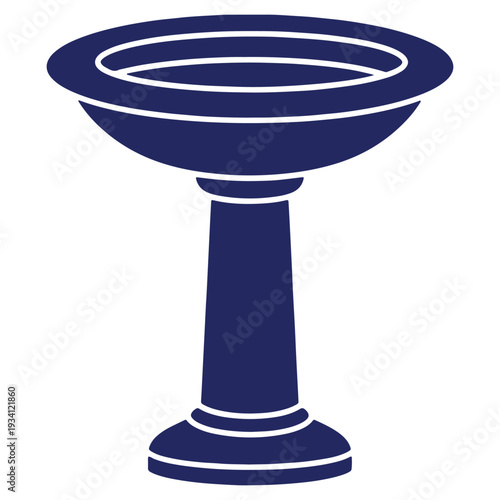 Elegant Dark Blue Birdbath Illustration for Garden Decor and Outdoor Landscaping Concepts and Nature Preservation
