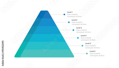 Six Level Pyramid Hierarchy Infographic Template For Business Strategy
