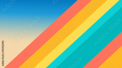 Free Download Ultra flat summer rainbow stripe background with beach colors - GFXLoad