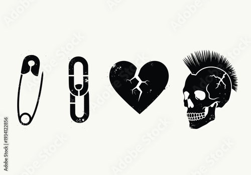 Set of 4 grunge icons vector