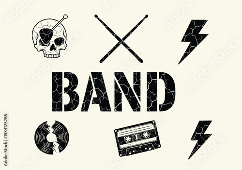 Set of 6 rock band icons vector