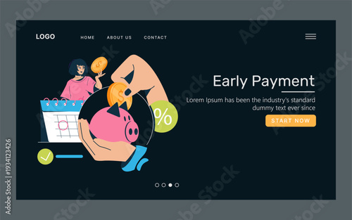 Hand Inserting Coin into Piggy Bank Vector Illustration