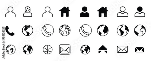 Contact Us Icon Set for Website and App Design Vector