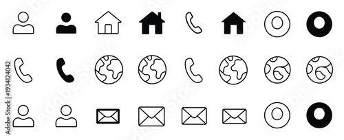 Contact Us Web Icon Set Communication Symbols Vector
