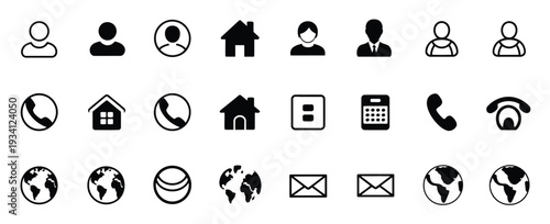 Contact Icon Collection Business Card Web Symbols Vector Illustration