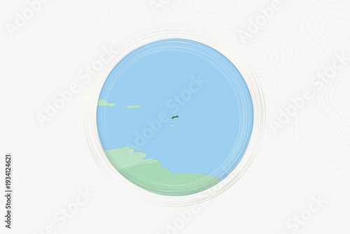 Stylized Map of Antigua and Barbuda with Neighboring Areas.