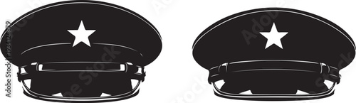 Pair of black sheriff police officer hat badges