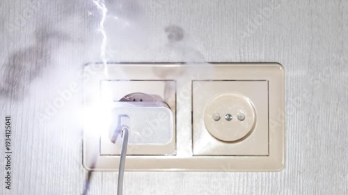 There is sparking and smoking around the charger.